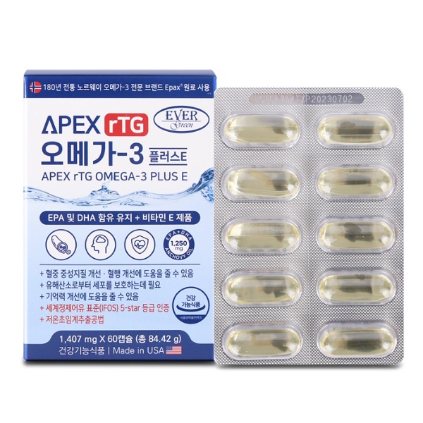 에버그린 에이펙스 알티지 오메가-3 비타민E(1,407mg x 60캡슐/2개월분)